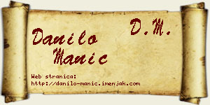 Danilo Manić vizit kartica